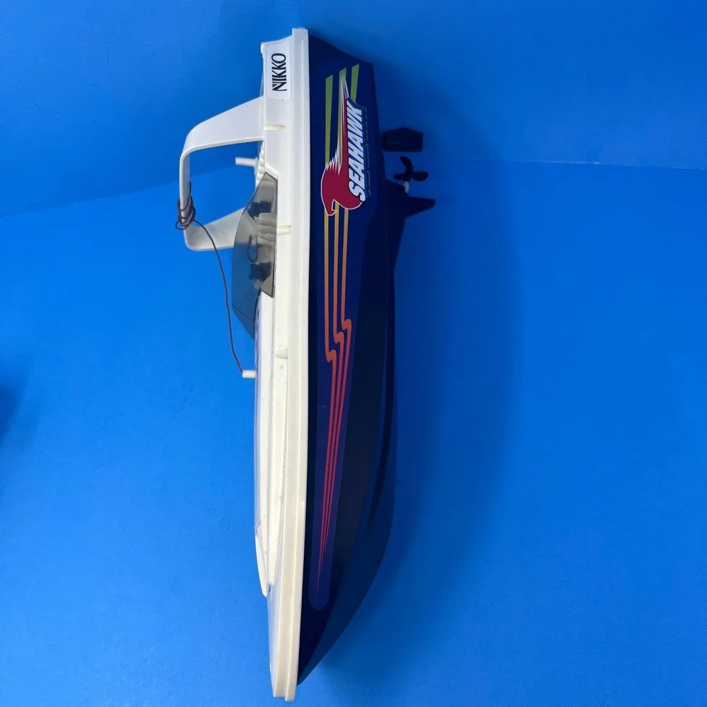 Nikko Sea Hawk RC Speedboat‎ White Blue Vintage 19010H Radio Control Toy